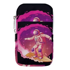 Astronaut Spacesuit Standing Surfboard Surfing Milky Way Stars Waist Pouch (small) by Ndabl3x