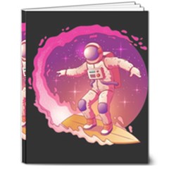 Astronaut Spacesuit Standing Surfboard Surfing Milky Way Stars 8  X 10  Softcover Notebook by Ndabl3x