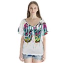 Graffiti Love V-Neck Flutter Sleeve Top View1