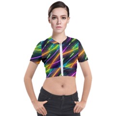 Vibrant Neon Dreams Short Sleeve Cropped Jacket by essentialimage