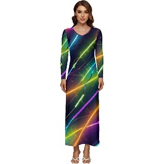 Vibrant Neon Dreams Long Sleeve Longline Maxi Dress by essentialimage