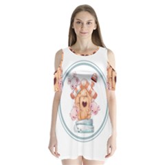 House Pet Animal Cute Shoulder Cutout Velvet One Piece by Sarkoni