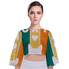 Cat Kitten Pet Animal Feline Cat Tie Back Butterfly Sleeve Chiffon Top by Sarkoni