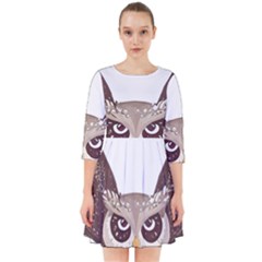 Owl Bird Feathers Smock Dress by Sarkoni