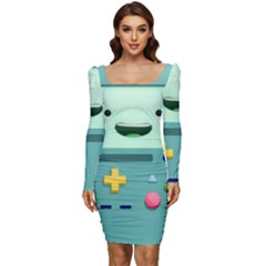 Bmo Adventure Time Women Long Sleeve Ruched Stretch Jersey Dress by Bedest