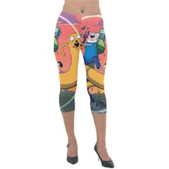 Finn And Jake Adventure Time Bmo Cartoon Lightweight Velour Capri Leggings  by Bedest