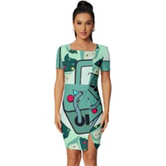 Adventure Time Bmo Fitted Knot Split End Bodycon Dress by Bedest