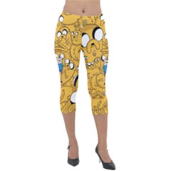 Adventure Time Finn Jake Cartoon Lightweight Velour Capri Leggings  by Bedest