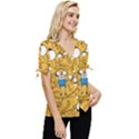 Adventure Time Finn Jake Cartoon Bow Sleeve Button Up Top View3