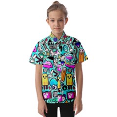 Graffiti Pop Art Crazy Retro Kids  Short Sleeve Shirt by Bedest