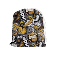 Boom Bang Art Crazy Drawing Graffiti Hello Retro Sayings Yellow Drawstring Pouch (xl) by Bedest