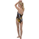 Boom Bang Art Crazy Drawing Graffiti Hello Retro Sayings Yellow Go with the Flow One Piece Swimsuit View2