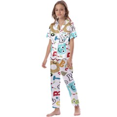 Seamless Pattern Vector With Funny Robots Cartoon Kids  Satin Short Sleeve Pajamas Set by Hannah976