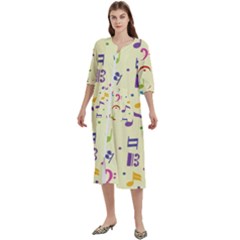 Seamless Pattern Musical Note Doodle Symbol Women s Cotton 3/4 Sleeve Night Gown by Hannah976
