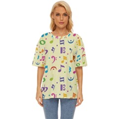 Seamless Pattern Musical Note Doodle Symbol Oversized Basic T-shirt by Hannah976
