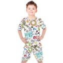 Seamless Pattern Vector With Funny Robots Cartoon Kids  T-Shirt and Shorts Set View1