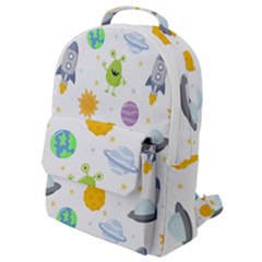 Seamless Pattern Cartoon Space Planets Isolated White Background Flap Pocket Backpack (small) by Hannah976