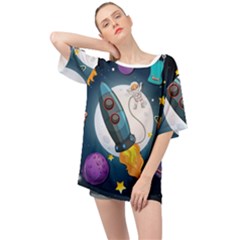 Spaceship Astronaut Space Oversized Chiffon Top by Hannah976