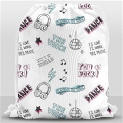Music Themed Doodle Seamless Background Drawstring Bag (large) by Hannah976