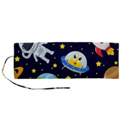 Space Seamless Pattern Illustration Roll Up Canvas Pencil Holder (m) by Hannah976