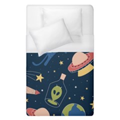 Seamless Pattern With Funny Aliens Cat Galaxy Duvet Cover (single Size) by Hannah976