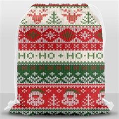 Ugly Sweater Merry Christmas  Drawstring Bag (large) by artworkshop
