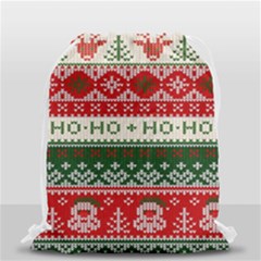 Ugly Sweater Merry Christmas  Drawstring Bag (small) by artworkshop