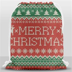 Merry Christmas  Pattern Drawstring Bag (large) by artworkshop