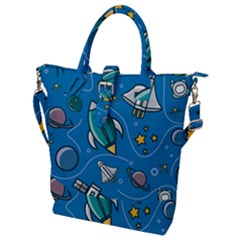 About Space Seamless Pattern Buckle Top Tote Bag by Hannah976