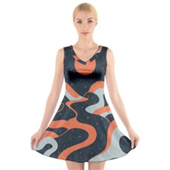 Dessert And Mily Way  pattern  V-neck Sleeveless Dress by coffeus