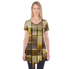 Golden Mosaic Tiles  Short Sleeve Tunic  by essentialimage