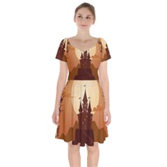 Beautiful Castle Short Sleeve Bardot Dress by Hannah976