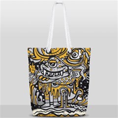 Crazy Abstract Doodle Social Doodle Drawing Style Full Print Rope Handle Tote (small) by Hannah976