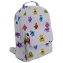 Seamless Pattern Cute Funny Monster Cartoon Isolated White Background Flap Pocket Backpack (Large) View2