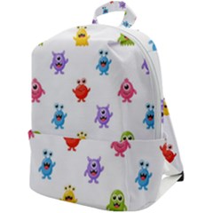 Seamless Pattern Cute Funny Monster Cartoon Isolated White Background Zip Up Backpack by Hannah976