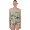 Sloths Pattern Design Twist Front Tankini Set View1