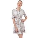 Cat With Bow Pattern Belted Shirt Dress View1