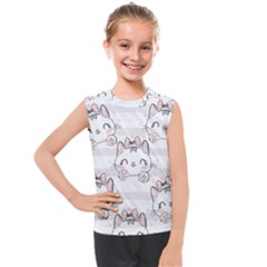 Cat With Bow Pattern Kids  Mesh Tank Top by Hannah976
