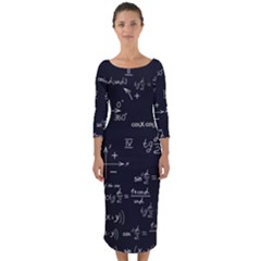 Mathematical Seamless Pattern With Geometric Shapes Formulas Quarter Sleeve Midi Bodycon Dress by Hannah976