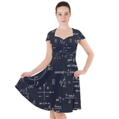 Mathematical Seamless Pattern With Geometric Shapes Formulas Cap Sleeve Midi Dress by Hannah976