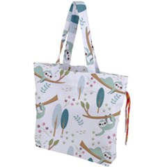 Pattern Sloth Woodland Drawstring Tote Bag by Hannah976