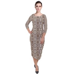 Wings Of Butterfly Starfish Quarter Sleeve Midi Velour Bodycon Dress by ConteMonfrey