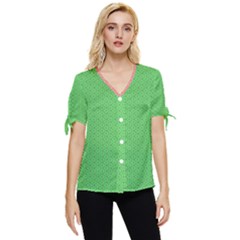  Spooky Pink Green Halloween  Bow Sleeve Button Up Top by ConteMonfrey