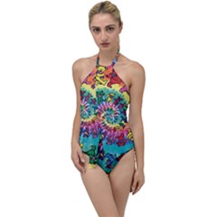 Grateful Dead Bears Tie Dye Vibrant Spiral Go With The Flow One Piece Swimsuit by Bedest