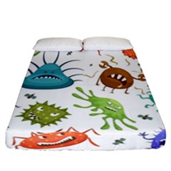 Dangerous Streptococcus Lactobacillus Staphylococcus Others Microbes Cartoon Style Vector Seamless P Fitted Sheet (california King Size) by Ravend