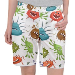 Dangerous Streptococcus Lactobacillus Staphylococcus Others Microbes Cartoon Style Vector Seamless P Women s Pocket Shorts by Ravend