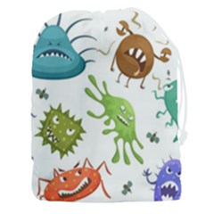 Dangerous Streptococcus Lactobacillus Staphylococcus Others Microbes Cartoon Style Vector Seamless P Drawstring Pouch (3xl) by Ravend