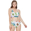 Dangerous Streptococcus Lactobacillus Staphylococcus Others Microbes Cartoon Style Vector Seamless P Frilly Bikini Set View1