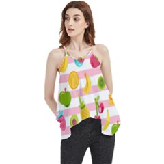 Tropical Fruits Berries Seamless Pattern Flowy Camisole Tank Top by Ravend