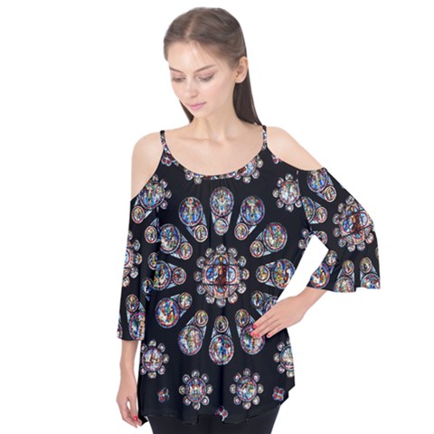 Photo Chartres Notre Dame Flutter Sleeve T-shirt  by Bedest